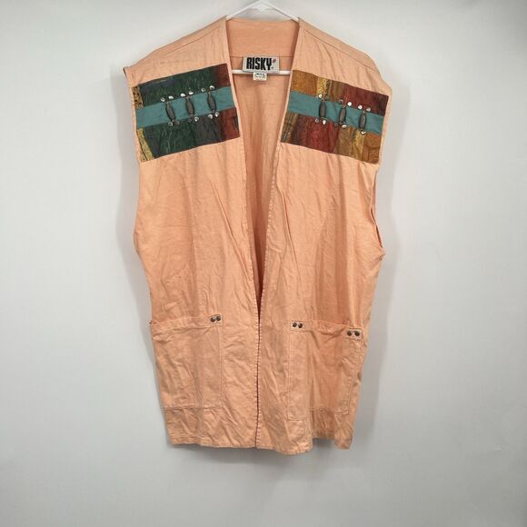 VTG Risky Tunic Vest Southwestern Art To Wear Boho Hippie M/L USA - Picture 1 of 13